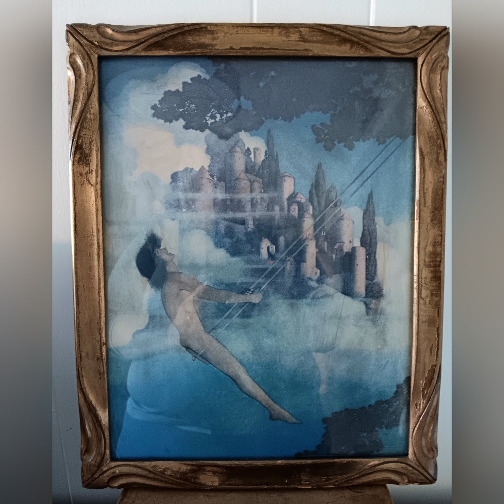 The Dinkey Bird Print By Maxfield Parrish Art Deco Frame